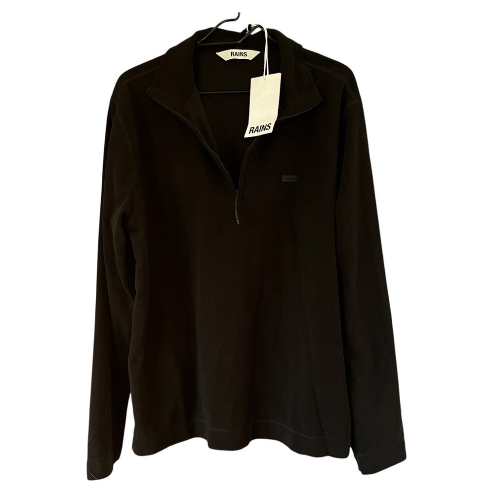 NWT RAINS Addis Fleece Half Zip Black